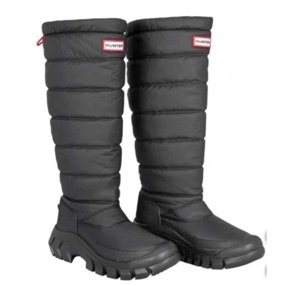 Hunter Women's Intrepid Tall Snow Boots Black Insulated Waterproof Quilted NIB 8